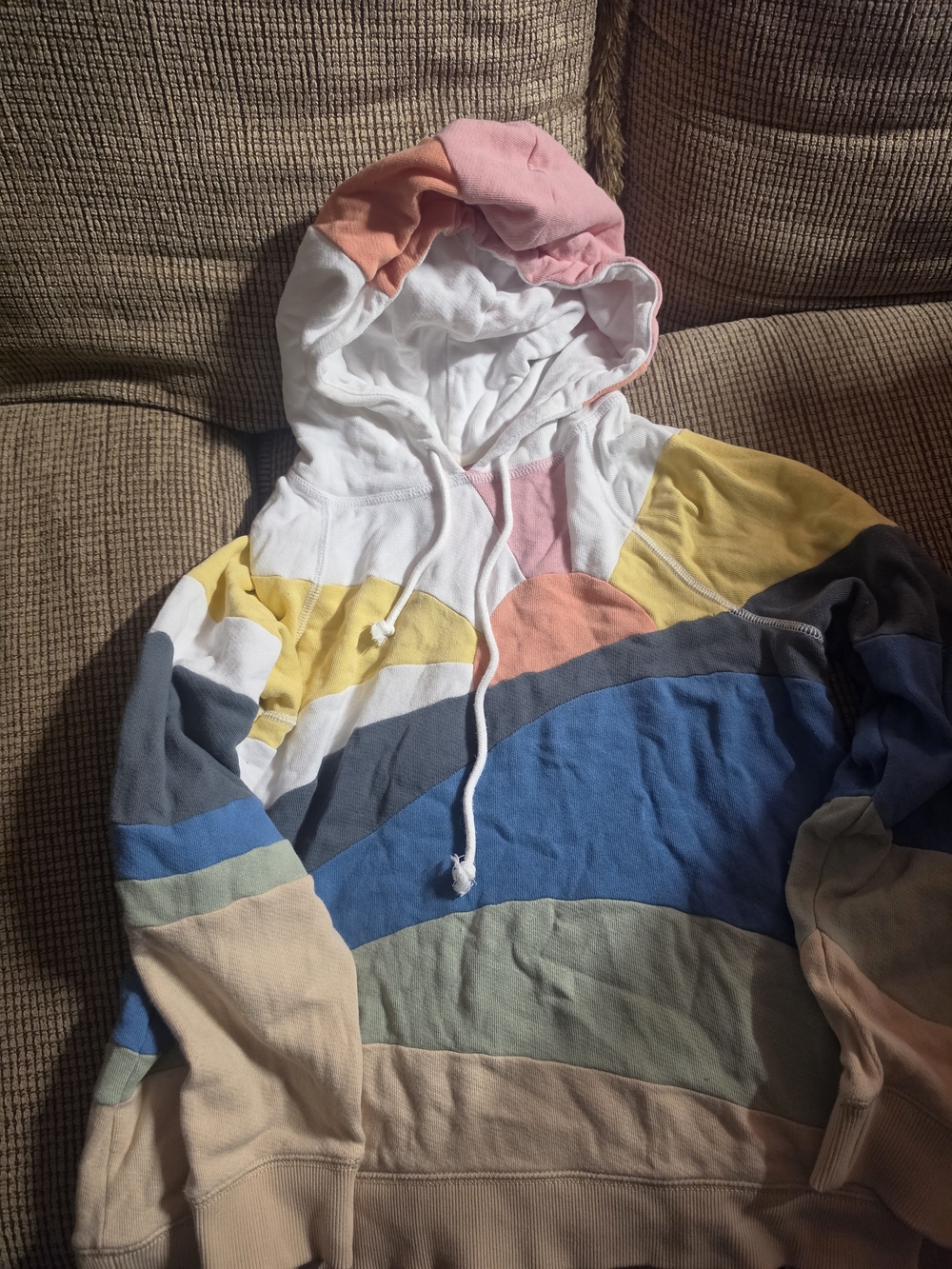 Faherty Multicolor Striped Hooded Sweatshirt — Pastel & Bold Panels
